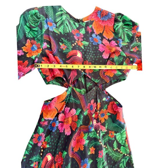 FARM Rio Black Blooming Garden Lenzin Ecovero Viscose Midi Dress Size M - Picture 11 of 16